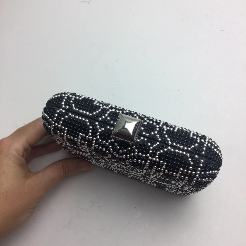NWT INC Party Art Deco Rhinestone Embellished Covered Miniaudiere Clutch